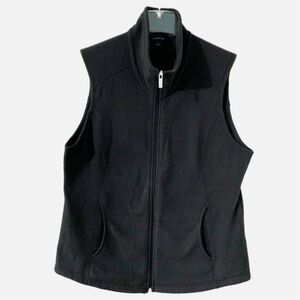 Lands’ End Zippered Front Fleece Vest with Side Pockets Mock Turtleneck Black ⚫️